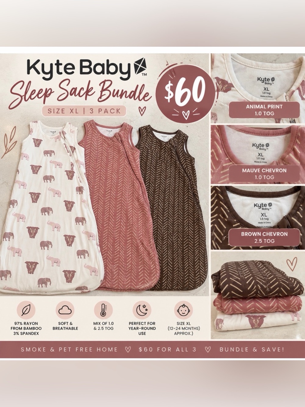 Kyte Baby XL Sleep Sack Bundle – 3 Pack | $60